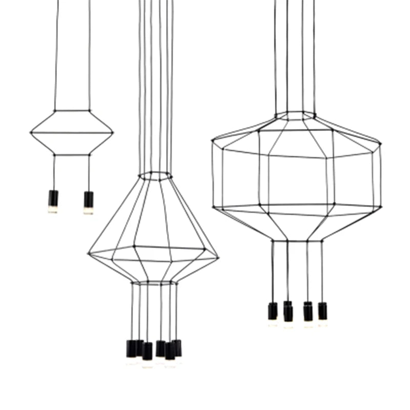 Modern Salon Chandelier Kitchen Living Dining Room Lobby Hall Stair Wireflow Hanging Lamp Loft Nordic Deco Pendant Light Lustre