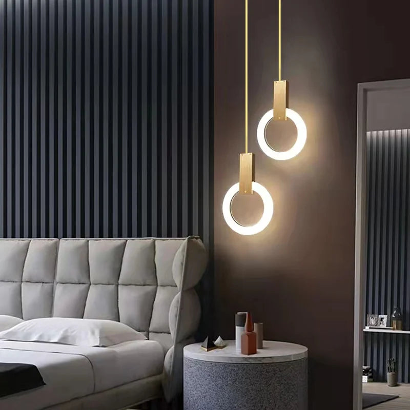 Nordic bedside circular small chandelier, modern and minimalist restaurant chandelier, fashionable bar and study light