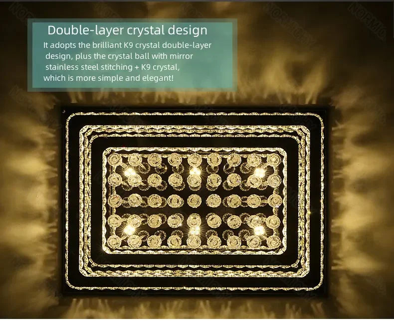 Modern Luxury Crystal LED Chandelier For Living Room Bedroom Dining Room Kitchen Ceiling Lamp Silver Chrome Remote Control Light