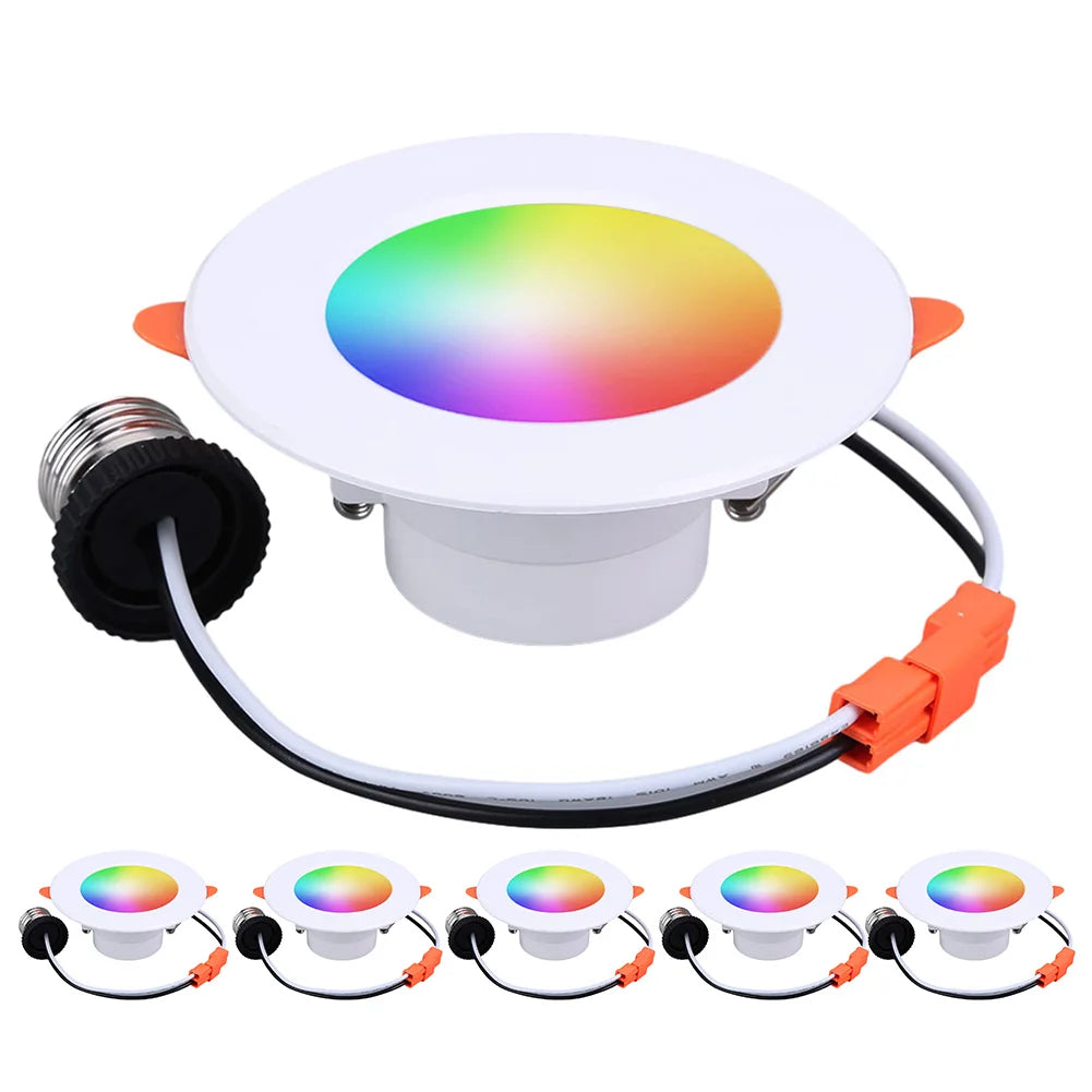 RGB Ceiling Light 85-265V Tuya Mesh Smart LED Downlight 10W Bluetooth-compatible Colour Changing Lamp 2700-6500K APP Control E26