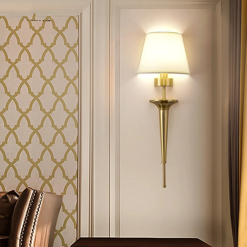 modern Wall Lamp American Style All Copper Wall lamps For Living Room Bedroom Nordic Decor loft Fixtures Home Bedside Wall Light