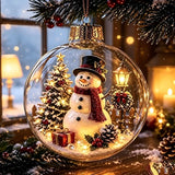 8cm LED Light Up Christmas Ball Ornament Santa Claus Snowman Glowing Plastic Bauble Xmas Tree Hanging Pendant Xmas Party  Decor