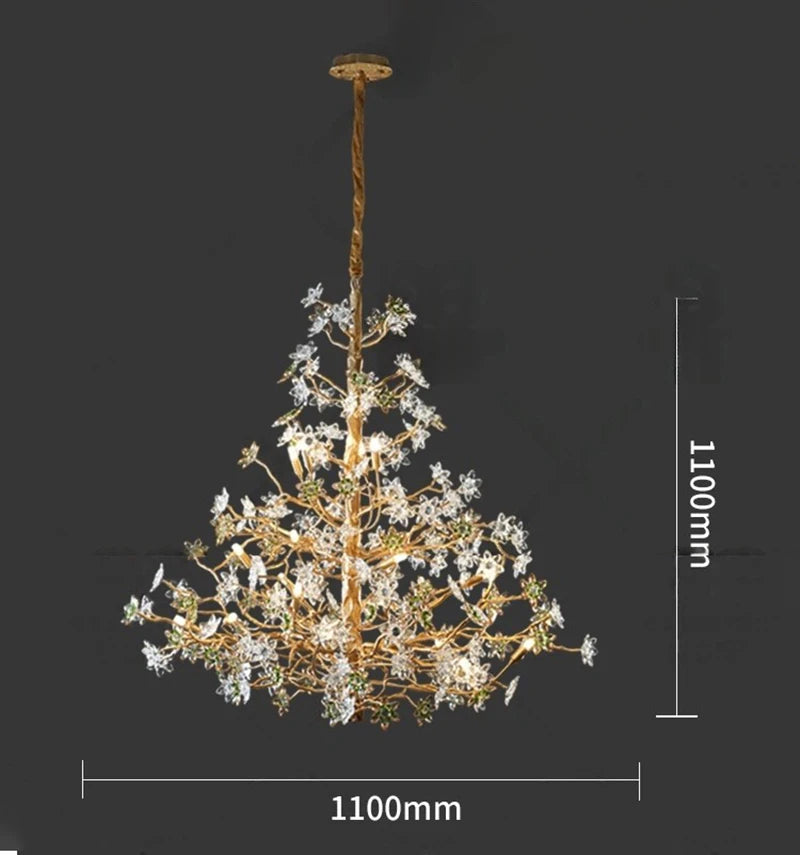 Solid Brass Branch Crystal Chandelier - Creative Tree Art Lighting For Living Room Dining Room & Bedroom