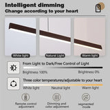 Walnut Led Pendant Light Long Strip Dining Room Kitchen Island Dimmable Droplight Bar Counter Living Room Decor Hanging Light