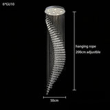 Modern Spiral Long Crystal Chandelier High Ceiling Stairwell Pendant Light Duplex Villa Indoor Decor Lighting