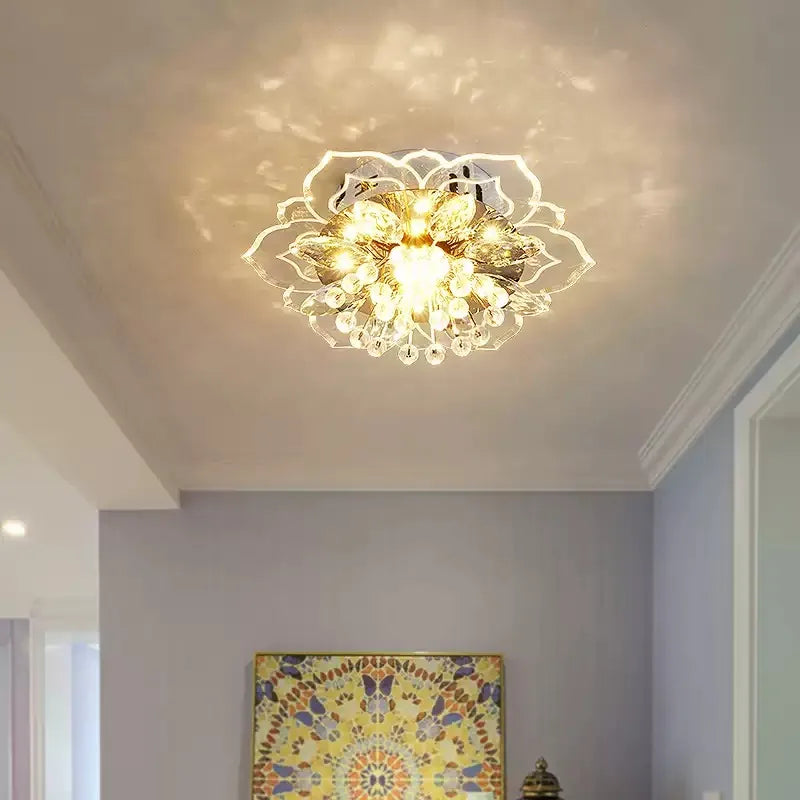 Creative LED Crystal Flower Chandelier - Modern Bedroom Ceiling Light