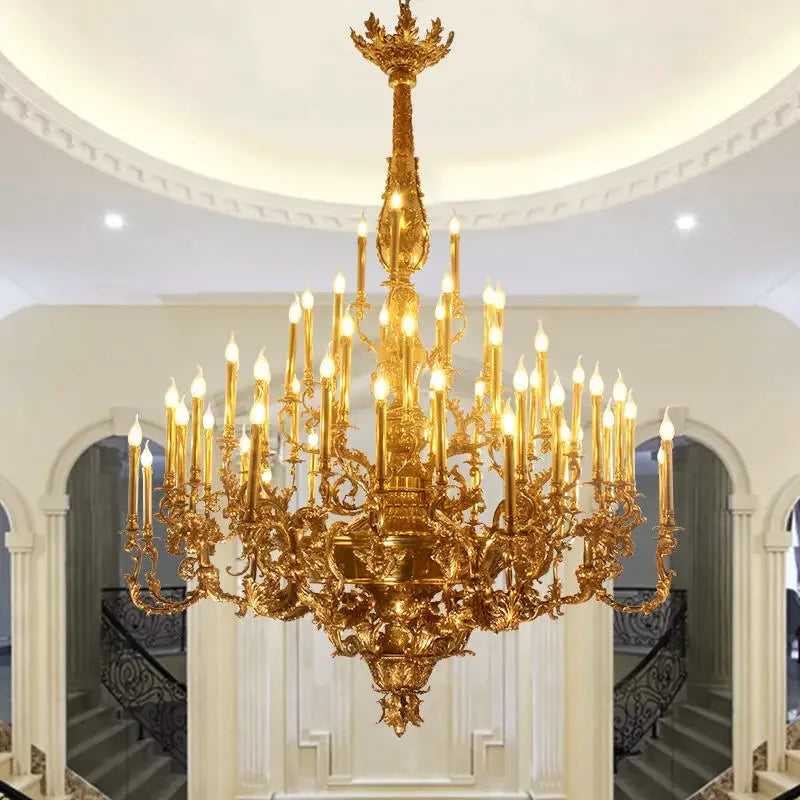 Mid Century Big Pendant Light Baroque Bronze Lamp Church Copper High End Lighting Royal Antique Brass Chandelier