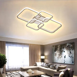 Modern LED Ceiling Lights Living Room Lighting Square 4 Heads Black and White Lamps Living Room Study Home Decor Fixture Lustre