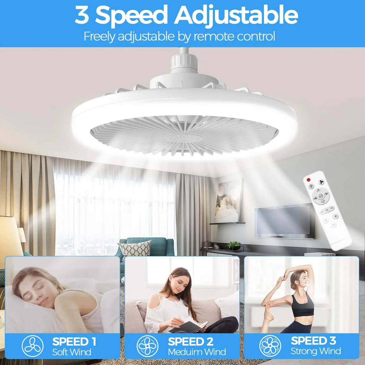 Modern Ceiling Fans With LED Lights Silent E27 Smart Remote Control Light Electric Fan Lamps And Room Decor Fan
