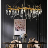 Luxury Classic Blue Crystal LED Hanging Lamp Lustre Chandelier Lighting Fixture For Living Room Kitchen Room Decoration Lighting