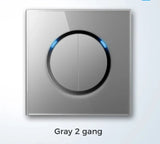  Universal Round Tempered Glass Home Wall Switch Panel LED Indicator Black/Grey/Gold/White 250V 86mm*86mm Wall Light Switch