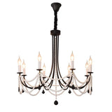 American Retro Candle Chandelier Living Room Black Metal E14 Led Pendant Lights Home Decor Pearl Led Lamparas Hanging Lamp