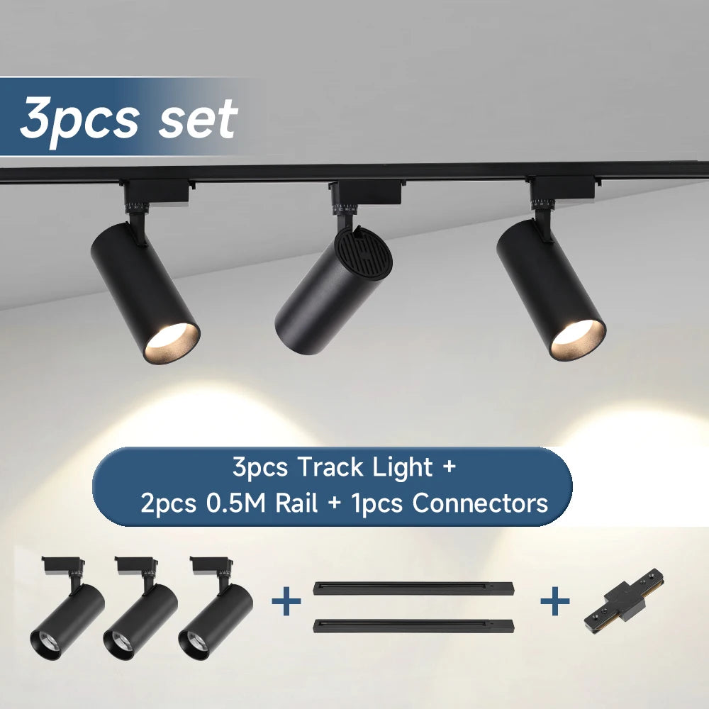 Full Set LED Track Lighting System - COB Ceiling Spotlights for Kitchen & Living Room