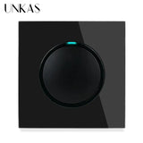 Modern 2-Way Pass Through Light Switch - Gray Glass Panel with LED Indicator