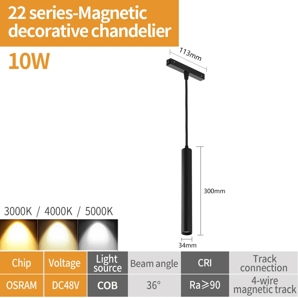 Magnetic Track Light 48V Magnet Spotlight Dimmable Floodlight Dali Rail Lamp Zigbee Tuya Smart Home LED Magnetic Track Lighting