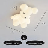 Nordic White Bear Lamp Children's Room LED Ceiling Lamps Minimalist Creative Boy Girl Bedroom Youth Room Decor Lights