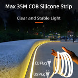 EU 220V COB LED Silicone Tube Light Strip Set (20M / 35M) - Waterproof High-Lumen Outdoor Rope Lighting for Villa, Garden & Pool