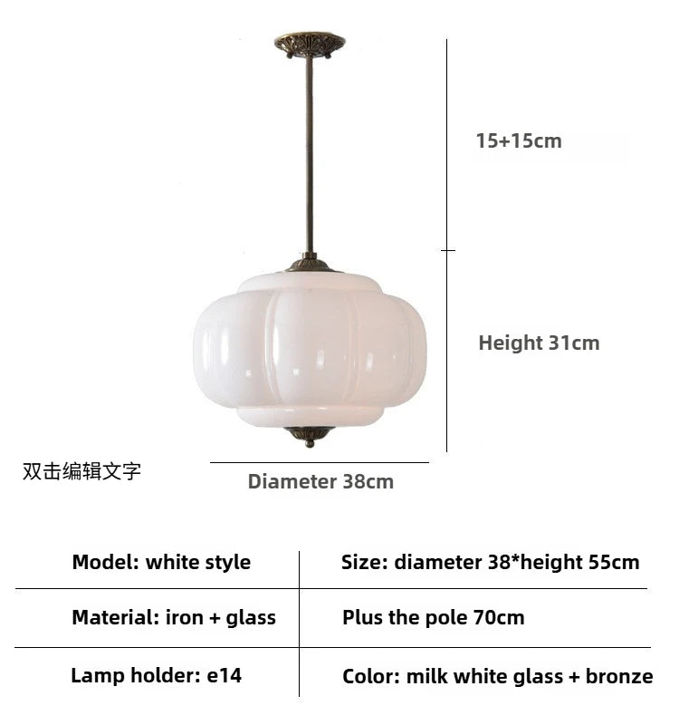 Eloise French Medieval Scallop Milk Glass Pendant Lamp - Retro Green Globe LED Dimmable Hanging Light for Homestay, Dining Room & Office Decor
