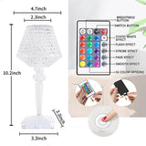 LED Diamond Table Lamp USB Touch Desk Lamp Eye-Protection Reading Lamp Crystal Projection Night Lights Home Bar Xmas Decor Light