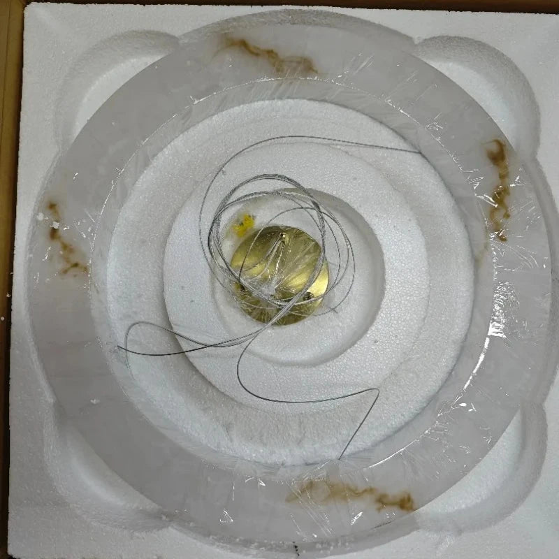 Imitation Marble Circular Resin Pendant Light - Modern Hanging Ceiling Lamp Fixture for Living Room, Bedroom & Home Decor