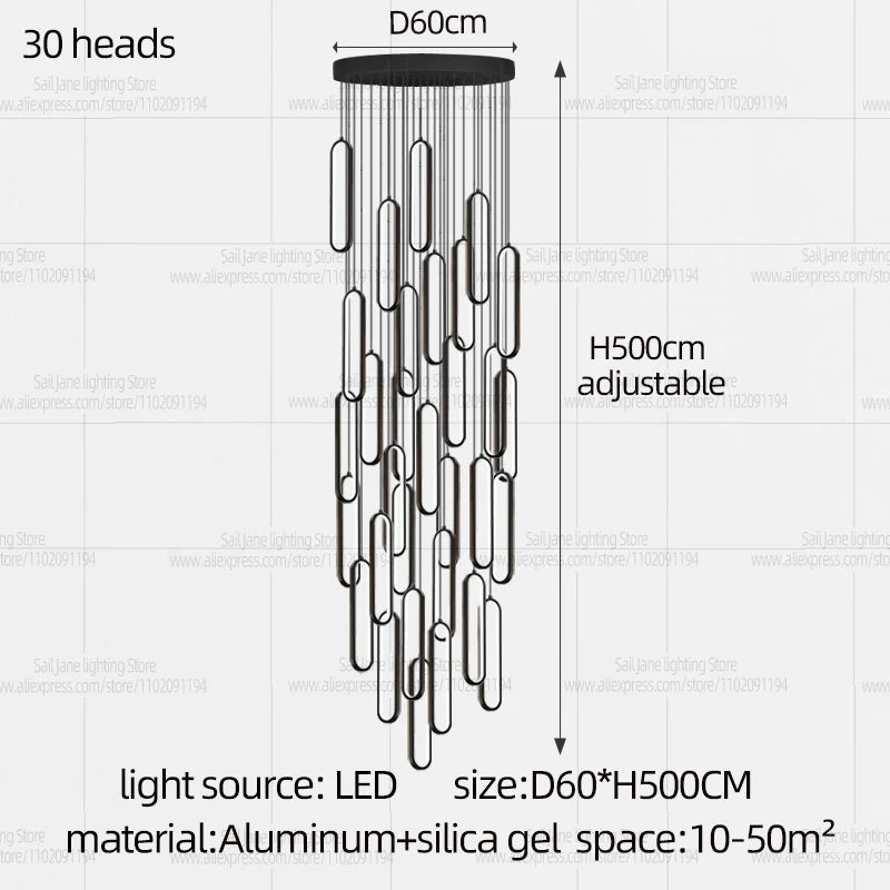 Minimalist Chandelier Nordic Hanging Modern LED Pendant Light Living Room Restaurant Villa Loft Ceiling Staircase Pendant Light