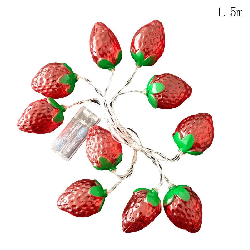 1.5M 10Led Strawberry Fruit Light Strings Happy Birthday Party Lantern String Children&#39;s Room Decorative Night Lamp Kids Favors