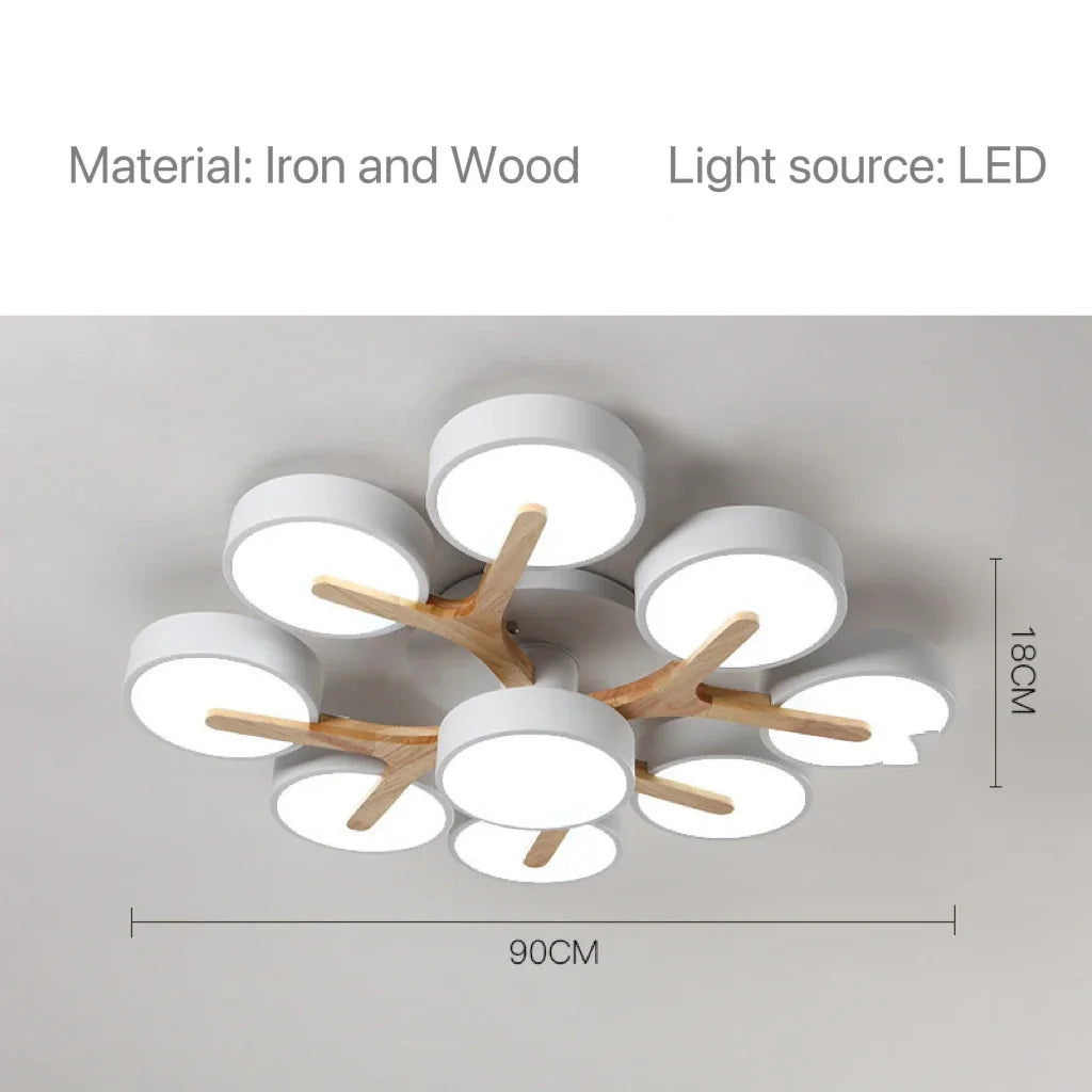 Nordic Modern Macaron Ceiling Lamp Chandelier Bedroom Minimalist Wood Home Decor Living Room Kitchen LED Lighting Fixtures
