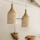 Wabi-sabi Wicker Japanese Zen Tea House Homestay Designer Living Room Bedroom Vintage Wicker Restaurant E27 Pendant Light