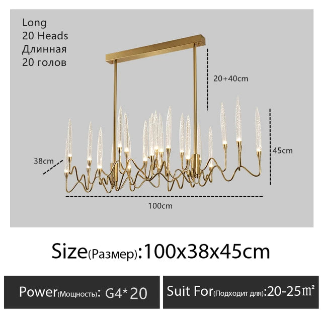 Luxury Crystal Pendant Chandelier Nordic Tree Branch Candle Shaped Indoor Lighting Living Room Bedroom Led Decoration Light
