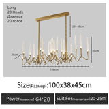 Luxury Crystal Pendant Chandelier Nordic Tree Branch Candle Shaped Indoor Lighting Living Room Bedroom Led Decoration Light