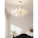 French Vintage-Style Living Room Chandelier In A Retro Blue Shell Villa Duplex Bedroom Crystal Lamp With A Sophisticated Touch