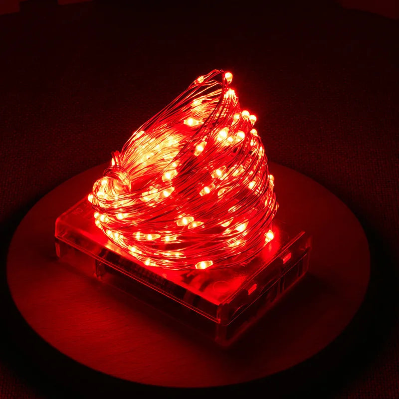 Battery Powered LED Silver Wire String Lights - 1M 2M 5M 10M Fairy Garland