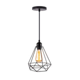 Modern Cage Pendant Light E27 Iron Minimalist Vintage Scandinavian Loft Pyramid Pendant Lamp Metal Hanging Ceiling Lamp Fixtures