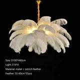 Nordic Ostrich Girl Ins Feather Art Living Room Chandelier Bedroom Indoor Hanging Lamp Pendant Lights Home Decor Ceiling Lamps