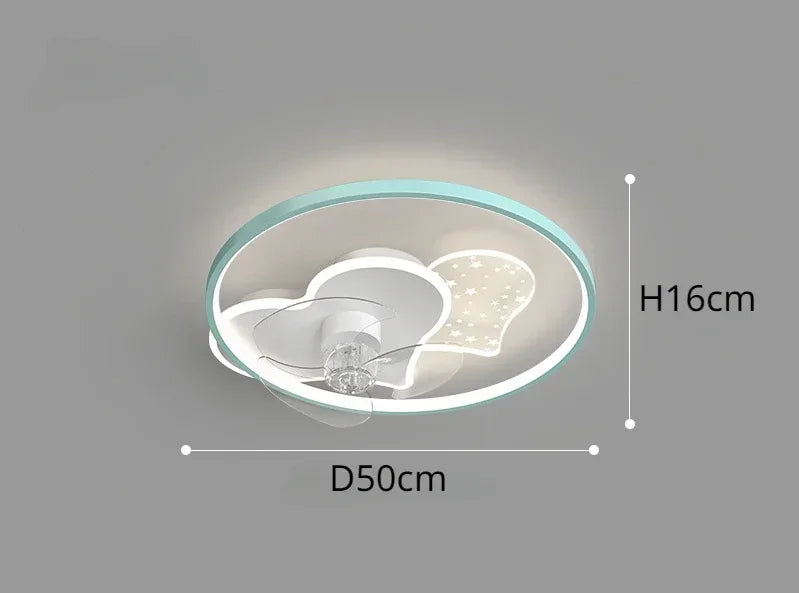 Nordic Ceiling Fan Lamp for Bedroom Kids Room Stylish Decor with Tiny LED Spotlights Ideal for Nursery and Children's
