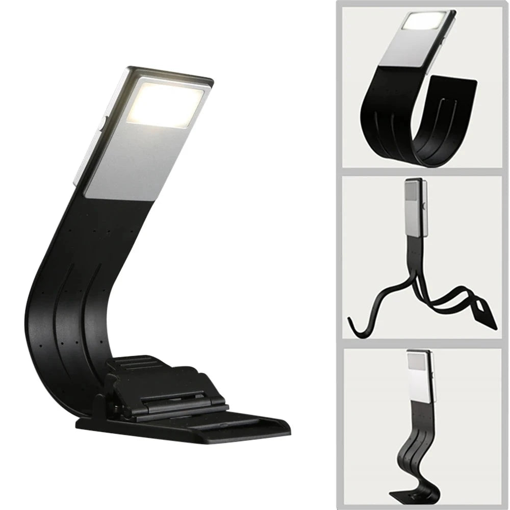 Portable LED Reading Book Light With Detachable Flexible Clip USB Rechargeable Lamp For Kindle eBook Readers