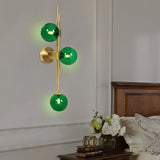 Emerald Green Glass Wall Lamp with Gold Finish, 3 G9 LED Bulbs Included 2700K Warm Light for Bedroom Living Room, Indoor Wall