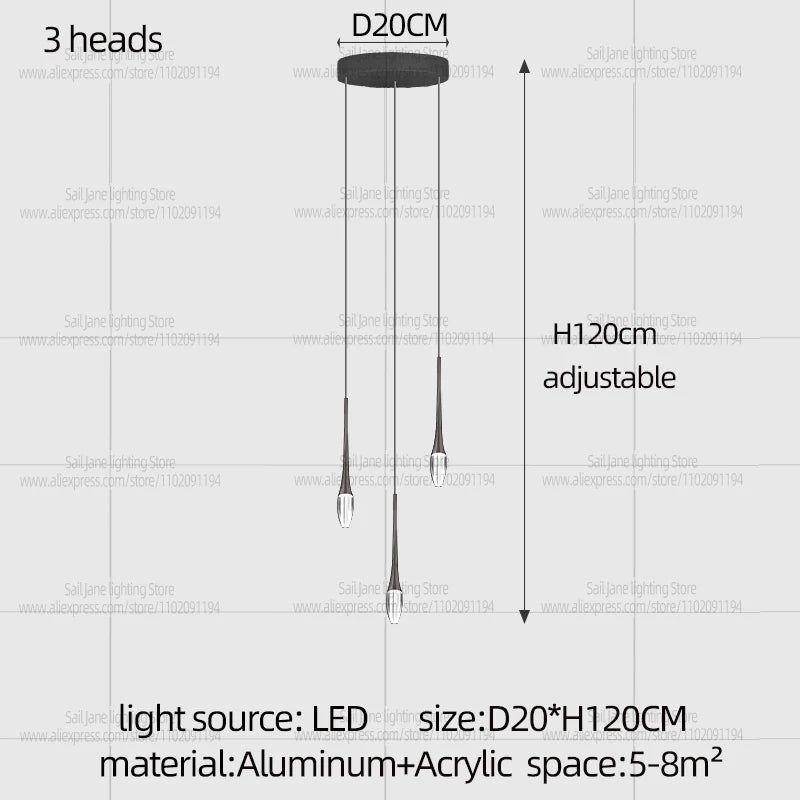 Nordic Minimalist Chandelier Home Decor Living Room Loft Chandelier Interior Lighting Duplex House Villa LED Stair Pendant Light