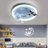 Full spectrum eye protection children's fan LED ceiling light for male and female bedrooms cartoon moon astronaut ceiling light