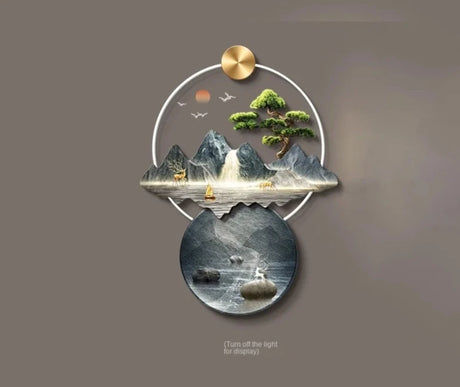 Light Luxury Corridor Home Decoration with Light Chinese Style Landscape Decorations Hanging Living Room Background Wall Decor