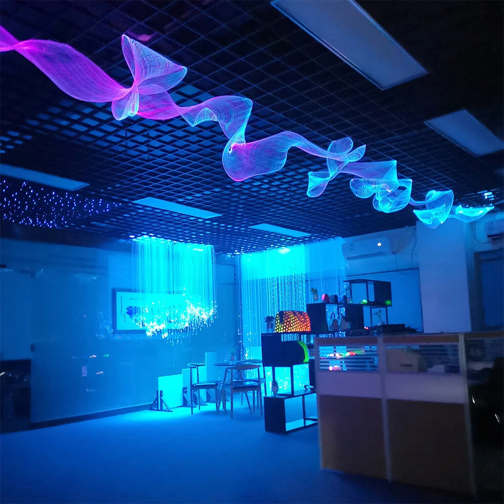 Waterproof LED Fiber Optic Mesh Light - RGB Starry Glow Fabric for Garden & Trees