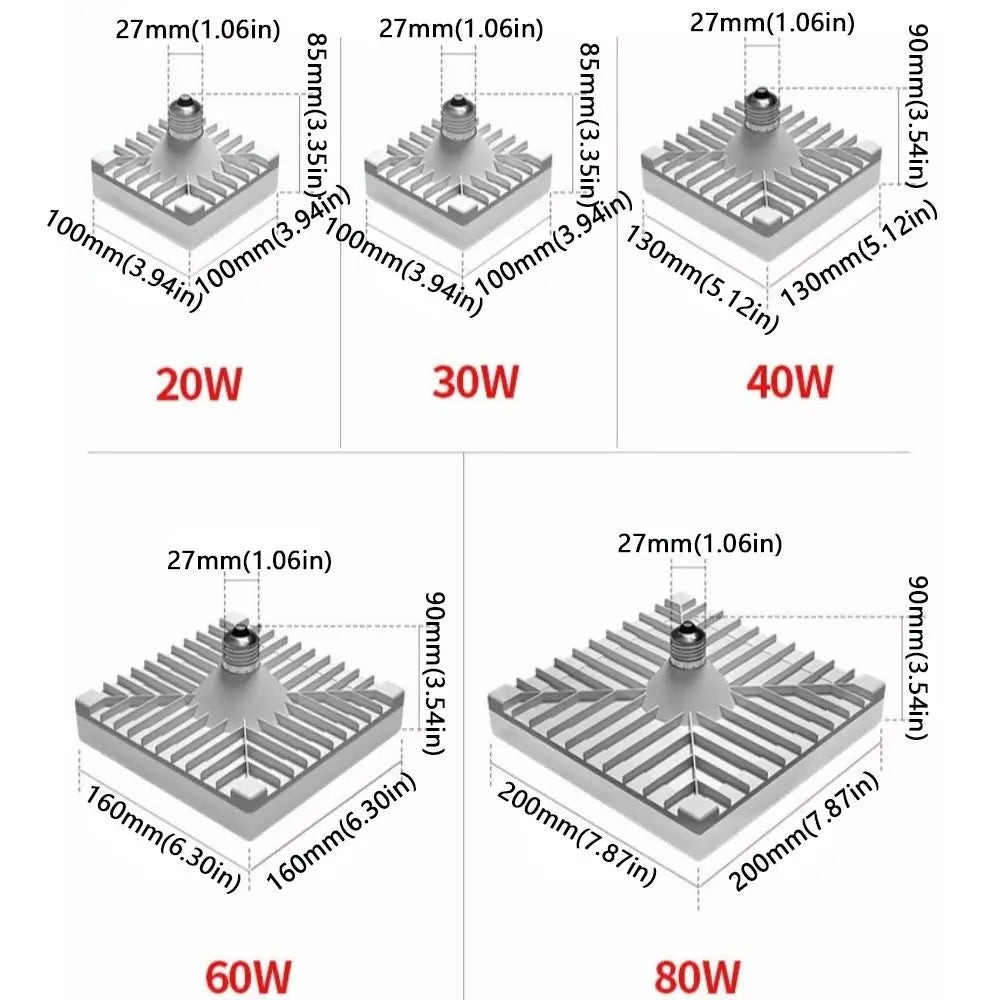 Square LED Pendant Ceiling Light Bulb (20W–80W, E27 Base) - Waterproof Super Bright Energy-Saving Spotlight for Home & Indoor Lighting