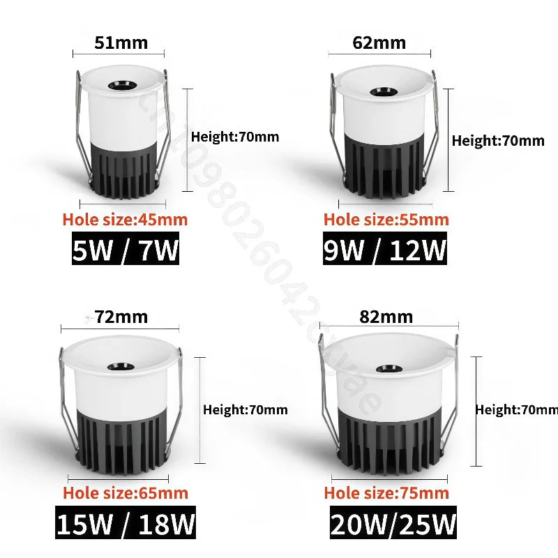 Mini dimmable LED downlights, COB spotlights, anti-glare small hole ceiling lights, kitchen and living room indoor lighting bulb