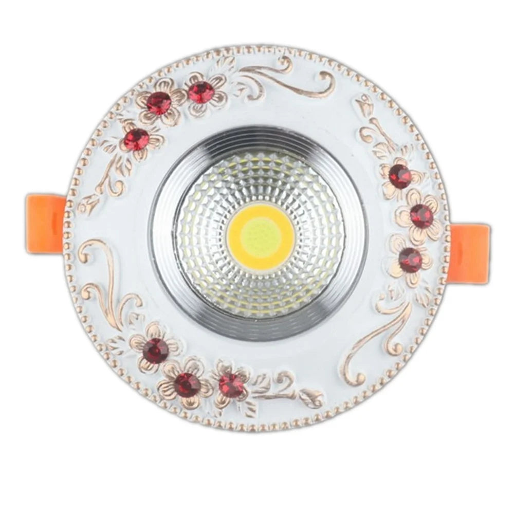 French Diamond Resin Figure LED Recessed Downlight (3W 5W 7W 10W 220V) - Decorative Art Ceiling Spotlight for Hotel Foyer, Hallway & Home Decor