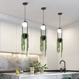 DIY Ring Plant Pendant Lights Black Flower Pot Hanging Lamp Dining Room Bar Restaurant Home Decor Lighting Fixtures