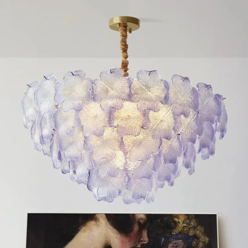 French Luxury Crystal Living Room Pendant Light Internet Famous Creative Shell Light Romantic Clover Pendant Light