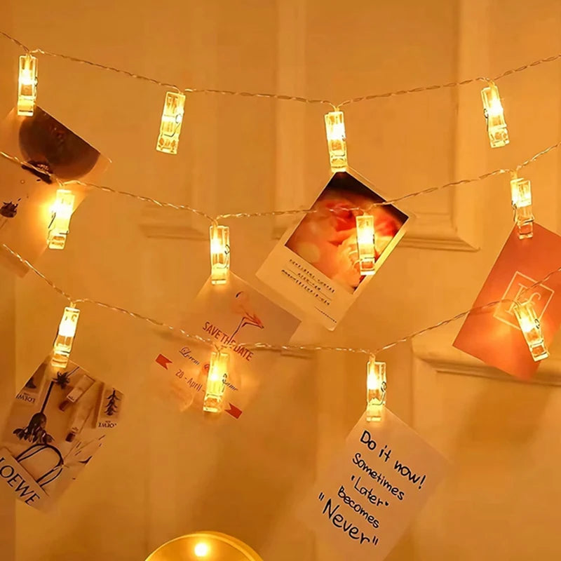 LED Photo Clip String Lights (10–40 LEDs) - Fairy Lights for Picture & Card Hanging