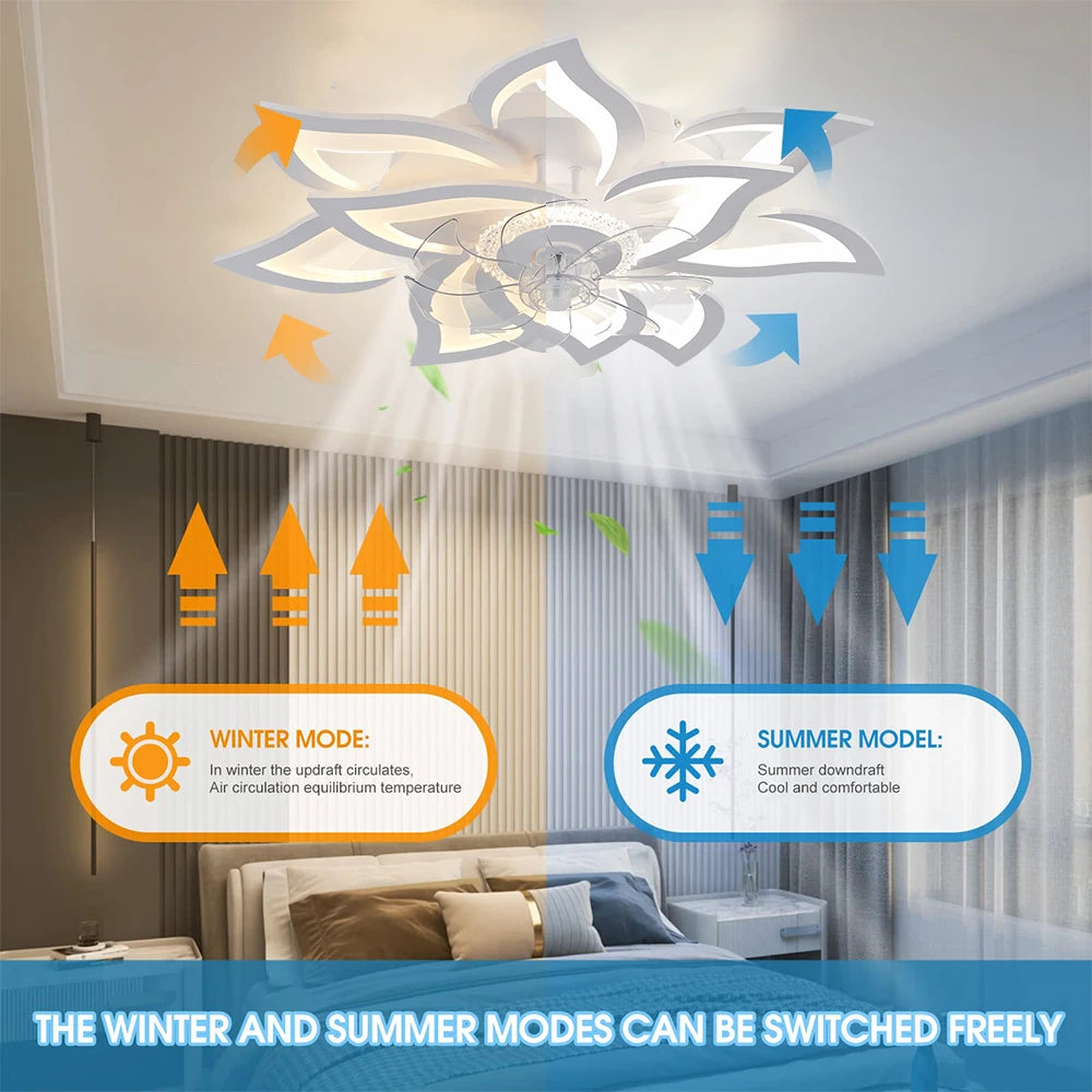 Modern LED ceiling fan lights with remote control chandelier lights Lamps for room living room dining room home appliance