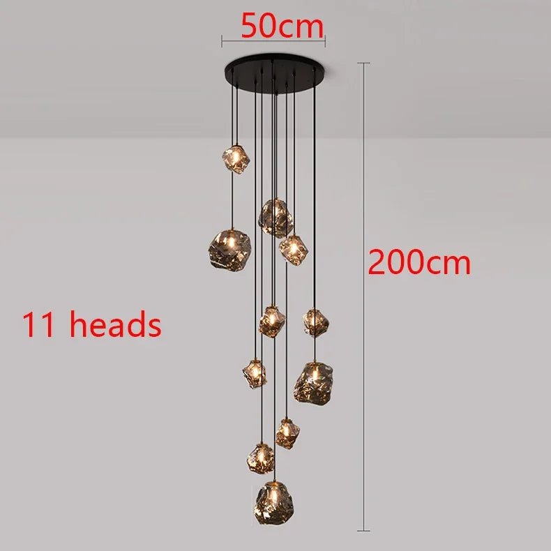 Nordic Creative Modern LED Light Chandeliers Irregular Lampshade Art Living Room Stair Pendant Light Living Room Home Decor