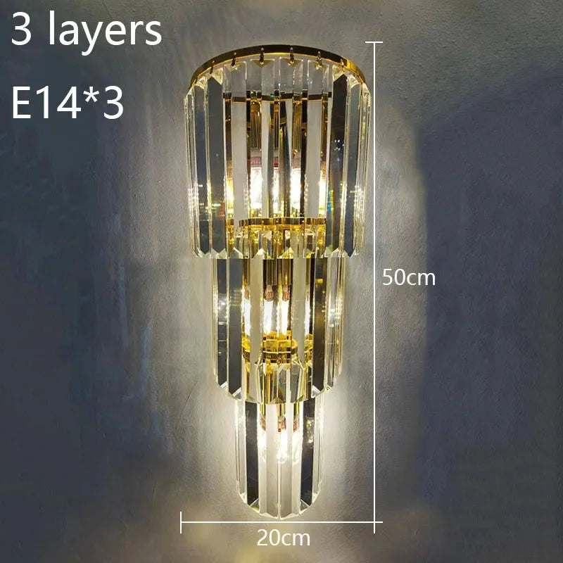 Luxury Crystal LED Wall Lamp - Sconce Light Fixture for Villa, Club, Banquet Hall, Living Room Background & Corridor
